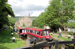 Barges in Hebden bridge on the Rochdale Canal